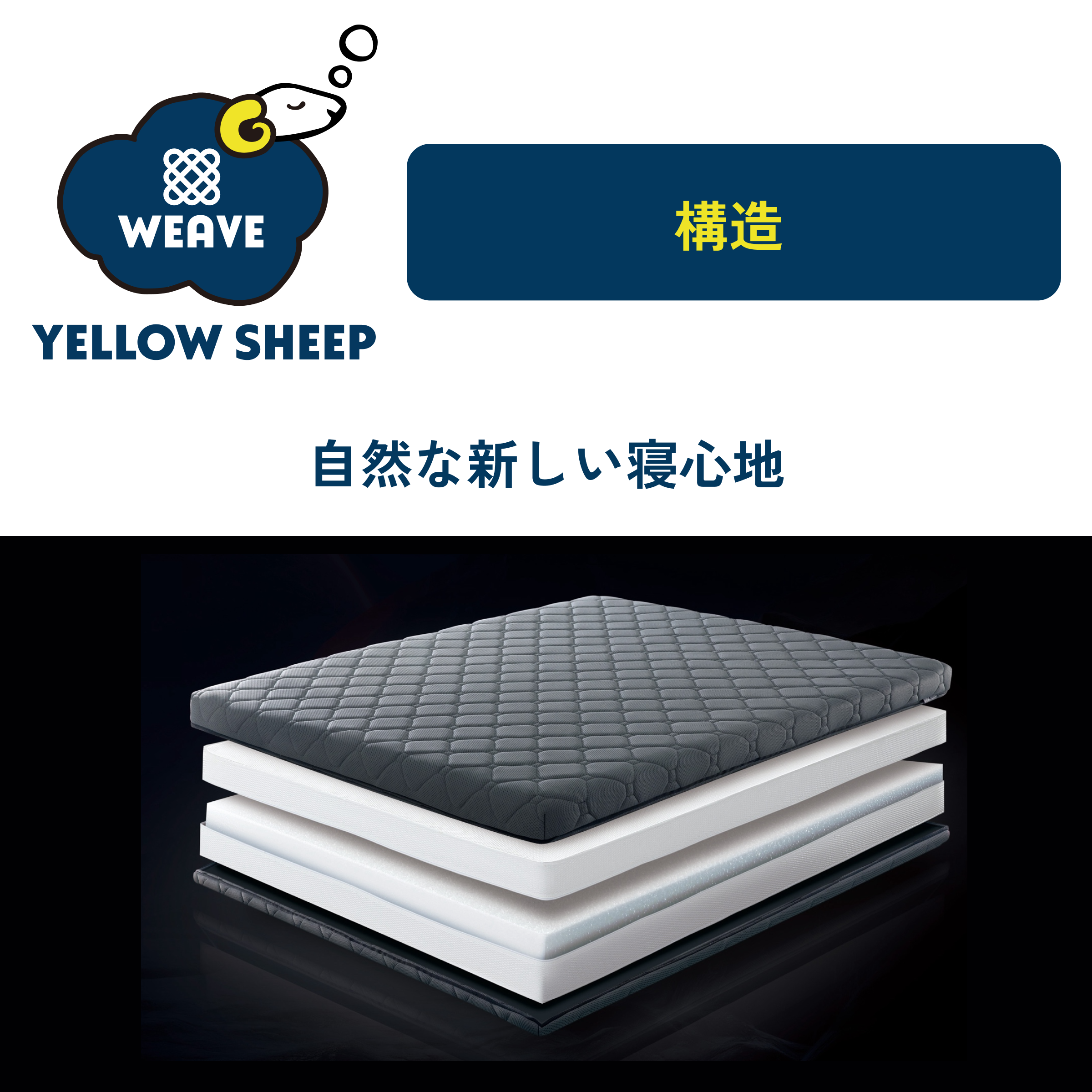 イエローシープWEAVE 三つ折り シングル[幅97cm] ＋イエローシープ